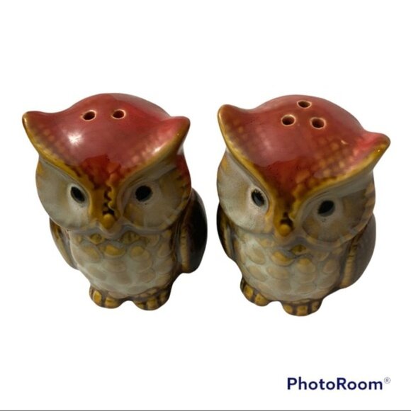 Owl Salt and Pepper Shakers Hand Painted Ceramic Rustic Farmhouse Decorative Set - Picture 8 of 14